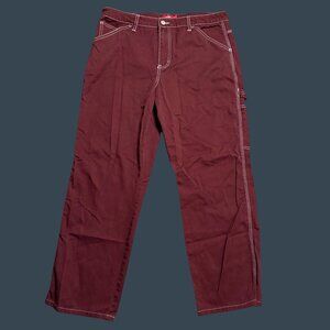 Dickies Women Relaxed Fit Maroon Work Pants 13/31 With Utility Pockets
